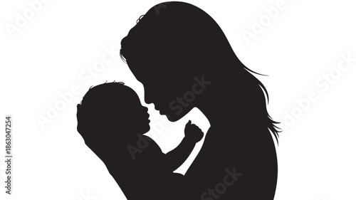 Mother Kissing Baby Silhouette