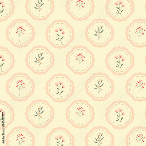 Hand drawn colourful geometric flowers, seamless patterns with floral for fabric, textiles, clothing, wrapping paper, backdrop, banner, illustration, abstract backgrounds.