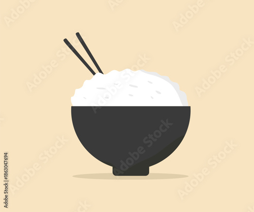 simple rice bowl icon design