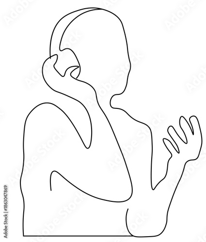 listening music simple line art vector illustration