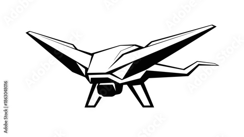 Origami crane illustration on white background