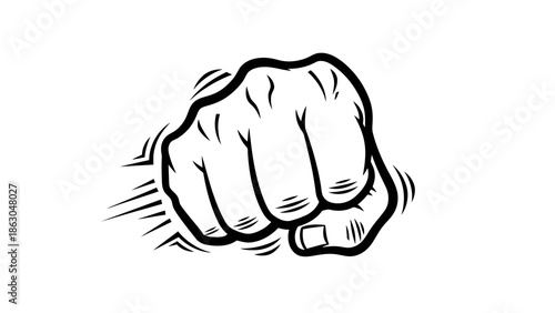 Clenched fist illustration on white background
