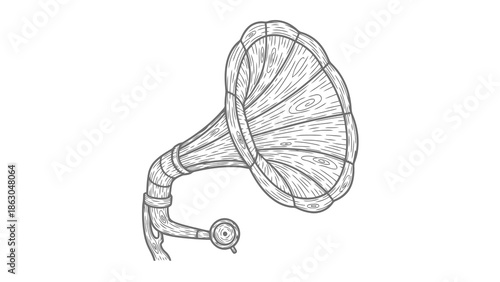 Vintage gramophone illustration on white background