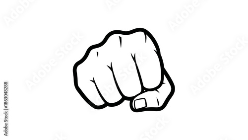 Clenched fist gesture illustration on white background