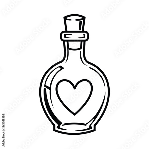 Love potion bottle outline with heart symbol
