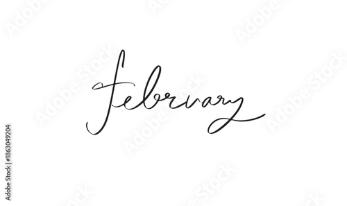 February month text calligraphy hand written lettering script black color object icon february month planner calendar day event happy valentine day year date february greeting card february america 