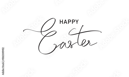 Happy easter text font calligraphy hand written lettering script black color happy easter day eggs springtime season rabbit animal gift april happy easter celebration religion banner eggs rabbit april