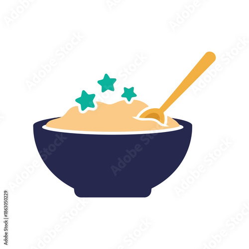 Delicious Bowl of Creamy Oatmeal Vector Design for Breakfast