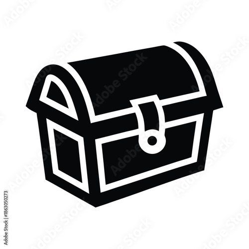 Treasure chest silhouette vector, Underwater ocean icon, Nautical symbols theme design
