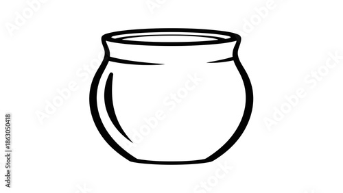 Simple black and white illustration of a pot
