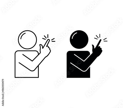 Two stick figures gesturing with their hands in a similar pose side by side