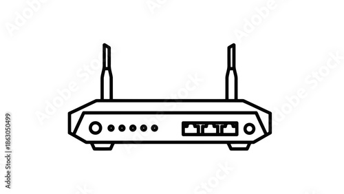 Wireless router with antenna and ethernet ports