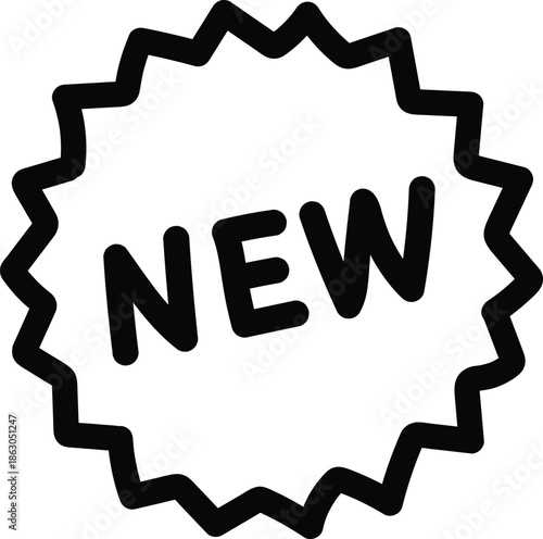 Hand drawing New feature or product badge flat icon for apps and websites 