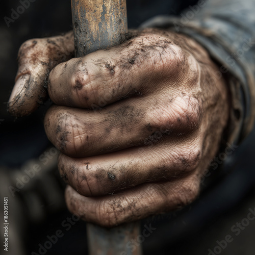 Worn Hand Gripping Tool - Labor, Hard Work, Determination, Grunge

