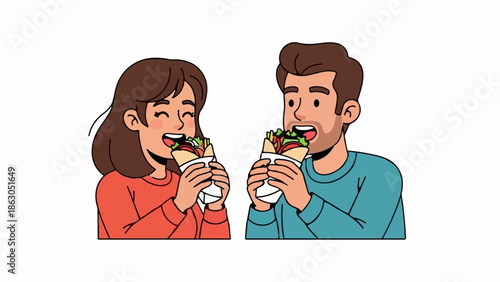Couple enjoying delicious wraps together