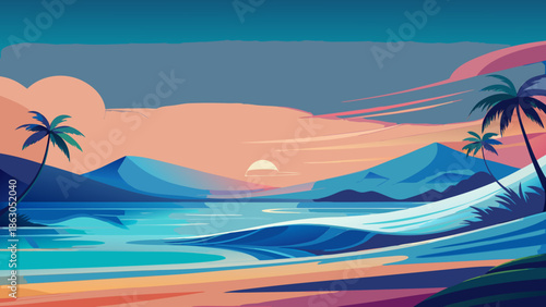 Premium Tropical Summer Gradient Vector Web Background