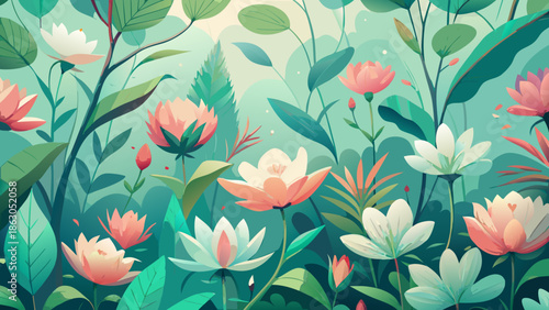 Luxury Spring Botanical Vector Background for Web Wallpaper