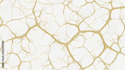 Abstract Network of Golden Veins on a White Background for Medical or Tech Designs