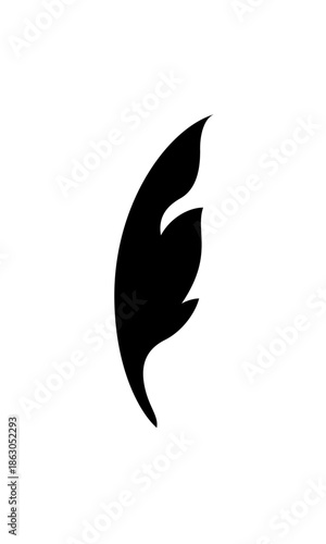 Graceful Acanthus Leaf Flourish Silhouette on Isolated White Background