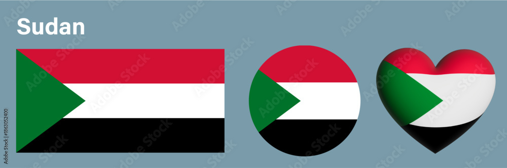Naklejka premium set flag of Sudan icon vector illustration sign 