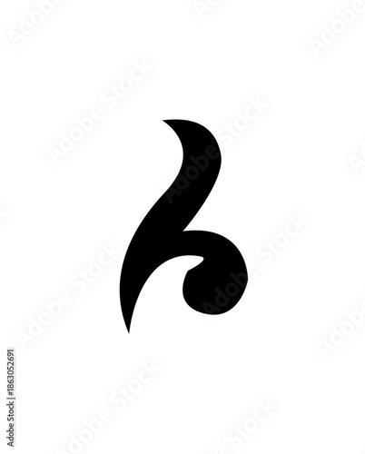 Fluid Modern Abstract Scroll or Wave Design Element, isolated white background