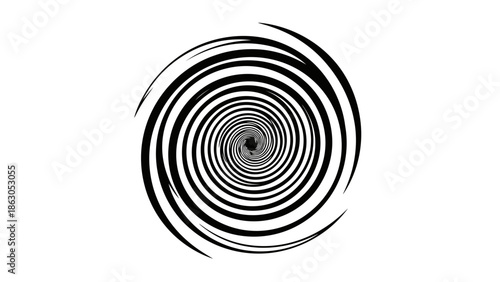Black spiral design on white background
