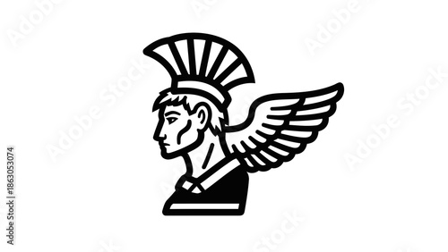 Ancient greek warrior with winged helmet