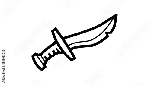 Simple black and white illustration of a sword