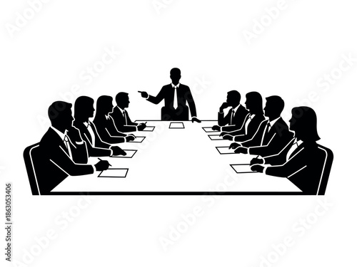 Business meeting with a presenter and audience in a conference room setting