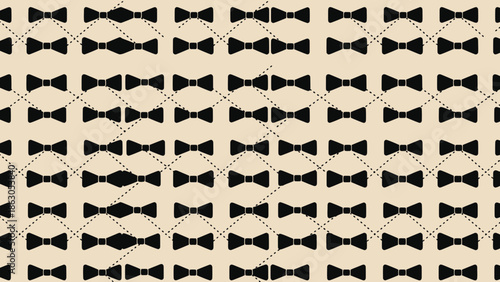 Elegant Black Bow Tie Pattern on Cream Background for Fashion and Design Projects