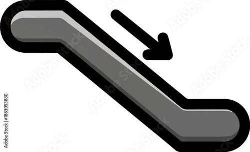 Downward escalator icon with arrow indicating direction