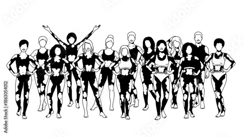Group of superheroes standing together in unity
