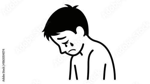 Sad boy with tear in eye