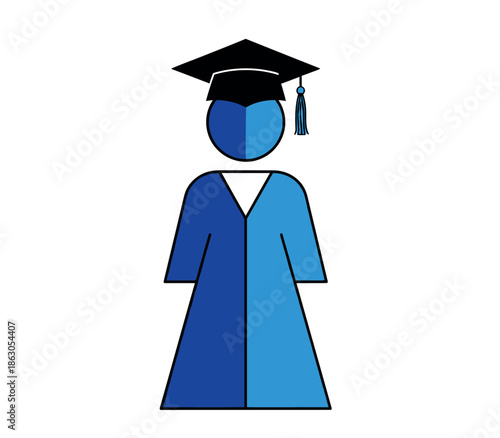 Graduate student wearing academic regalia and mortarboard