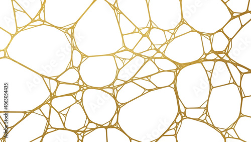 Elegant golden abstract pattern with connected shapes on a white background
