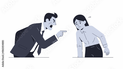 Angry boss scolding subordinate