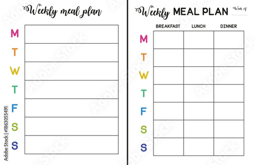 Weekly Meal Plan Printable with Breakfast, Lunch, and Dinner Sections, Clean Kitchen Planner Template