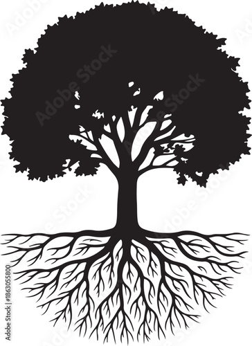 Elegant black floral design with leaves on white background