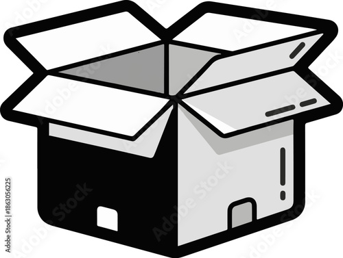 An open cardboard box, ready for packing or delivery