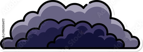 Dark, stylized cloud formation with a thick black outline
