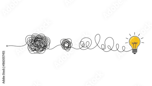 Tangled mind to brilliant idea: Path from chaos to clarity with an illuminating bulb