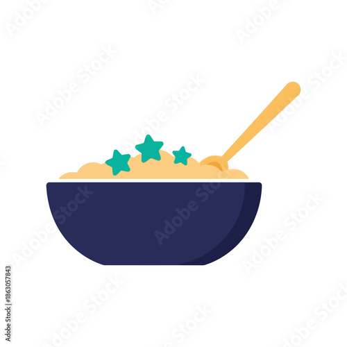 Delicious Creamy Porridge Bowl Vector with Stars