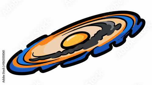 Abstract swirling cosmic object with a central glowing orb and dark gaseous clouds