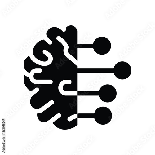 Artificial Intelligence Brain solid icon vector design good for web or mobile app