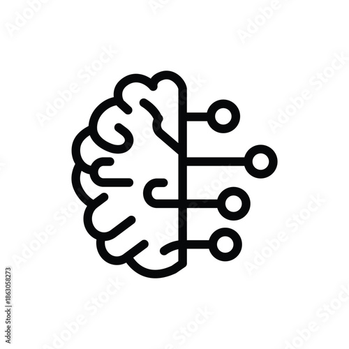 Artificial Intelligence Brain outline icon vector design good for web or mobile app
