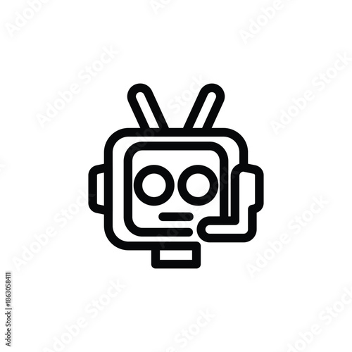 online support bot outline icon vector design good for web or mobile app