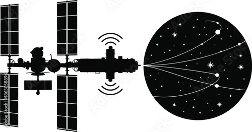 Radar Signal Transmission Technology Icon Black and White