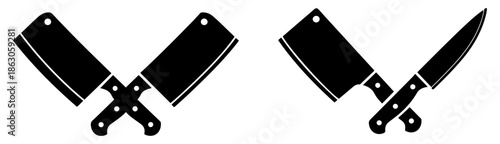 crossed butcher knives cleaver icon