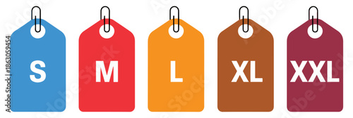 colorful clothing size tag icon set