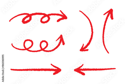 手書きの矢印セット_赤